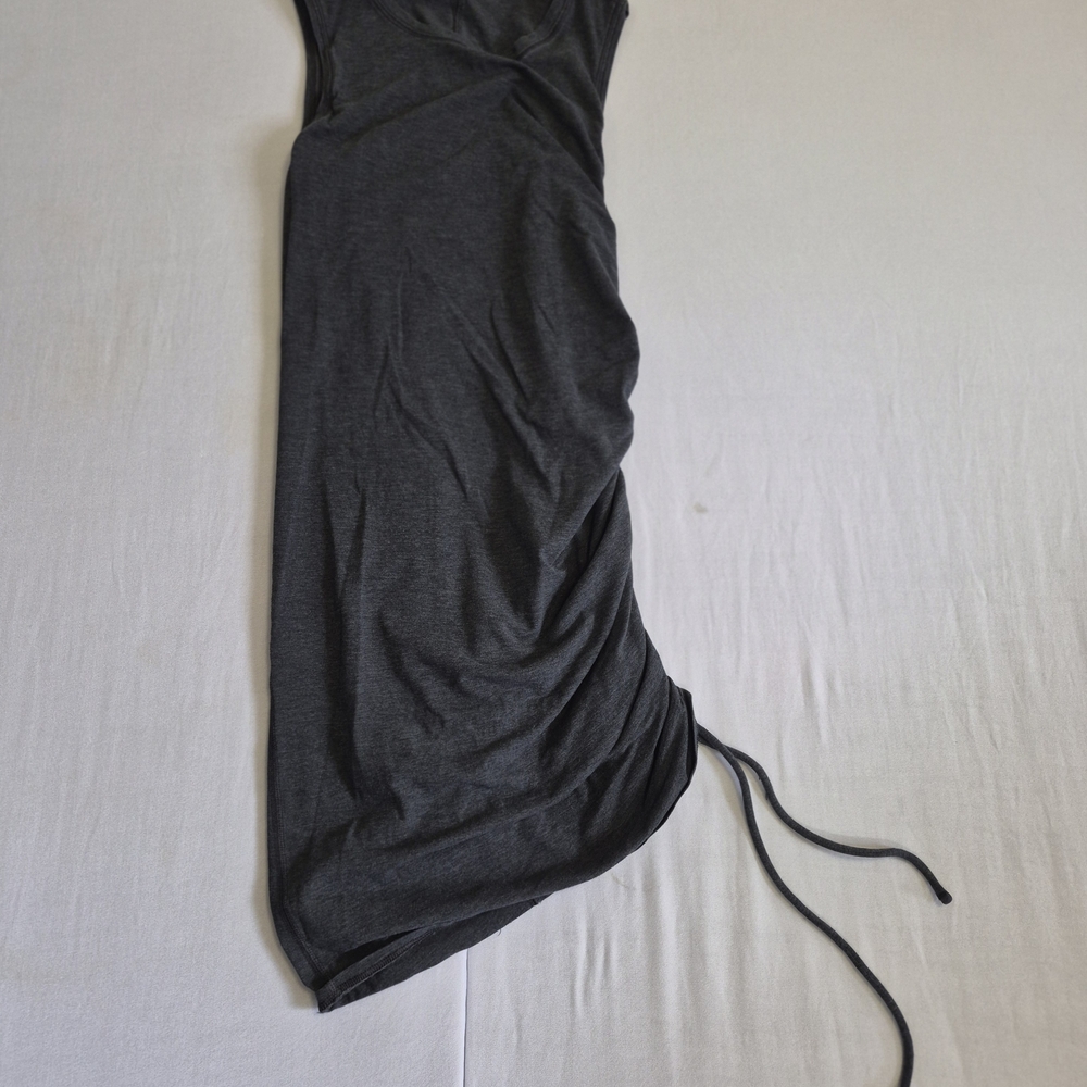 Charcoal Gray Sleeveless Ruched Maxi Dress